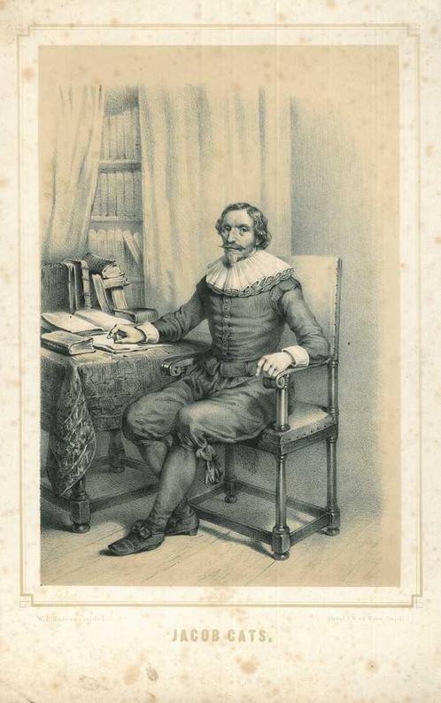 Portrait of Jacob Cats, Antiek en Kunst, Kunst | Etsen en Gravures