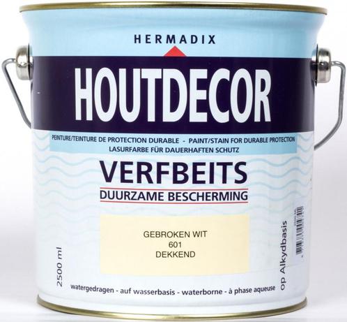 Houtdecor Verfbeits Gebroken Wit 601 2,5 liter, Doe-het-zelf en Verbouw, Verf, Beits en Lak, Nieuw, Ophalen of Verzenden