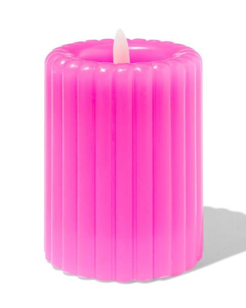 HEMA LED kaars 7.5x10cm rib roze, Huis en Inrichting, Woonaccessoires | Kandelaars en Kaarsen, Nieuw, Verzenden