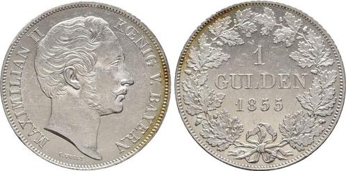 1 Gulden 1855 Bayern: Maximilian Ii Joseph,1848-1864:, Postzegels en Munten, Munten | Europa | Niet-Euromunten, Verzenden