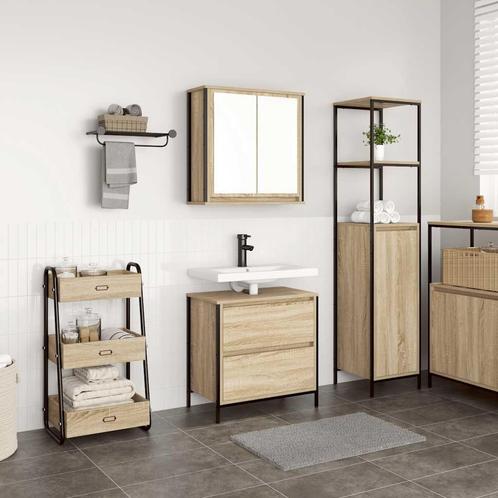 vidaXL 2-delige Badkamermeubelset bewerkt hout sonoma, Huis en Inrichting, Badkamer | Badkamermeubels, Nieuw, Verzenden