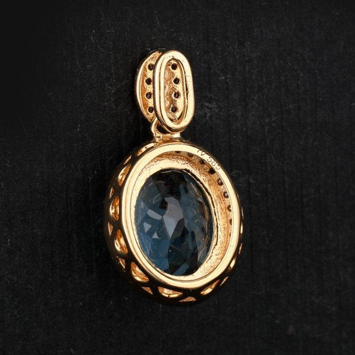 Hanger - 14 karaat Geel goud - 1.52ct. tw. Aquamarijn -, Sieraden, Tassen en Uiterlijk, Antieke sieraden