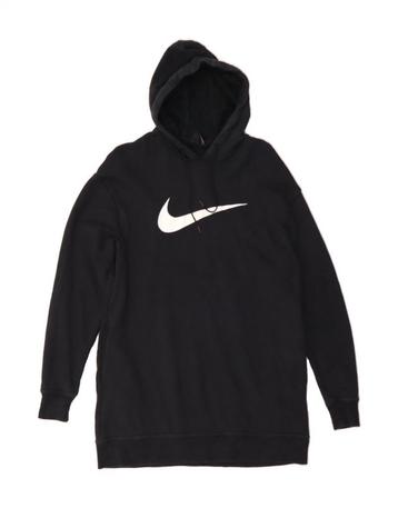 NIKE Womens Oversized Graphic Hoodie Dress UK 6 XS Black beschikbaar voor biedingen