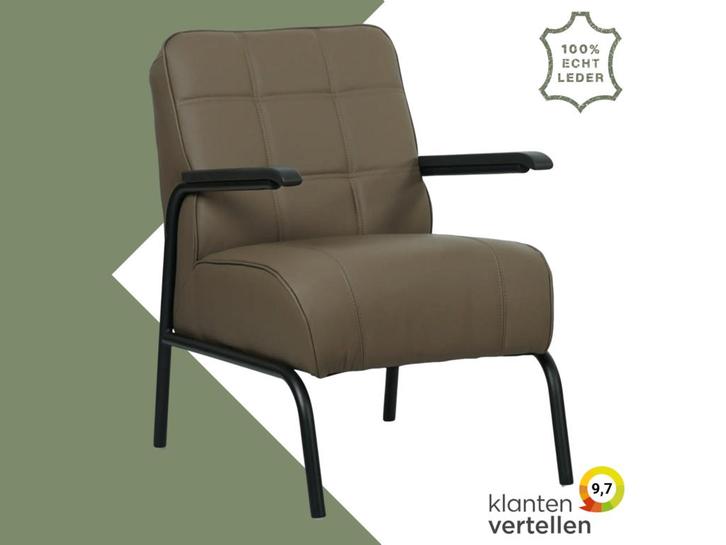 Leren fauteuil Ahead - Hermes Lever (bruin), Huis en Inrichting, Fauteuils, 50 tot 75 cm, 75 tot 100 cm, Nieuw, Leer, Ophalen of Verzenden