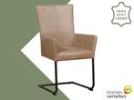 Leren eetkamerstoel Dry met armleuning - Vintage Taupe, Overige kleuren, Nieuw, Leer, Ophalen of Verzenden