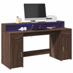 vidaXL Bureau met LED-verlichting 160x55x91 cm hout bruin, Huis en Inrichting, Bureaus, Verzenden, Nieuw
