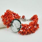 Bloedkoraal - Zilver - Armband - CORALLO MEDITERRANEO, Antiek en Kunst