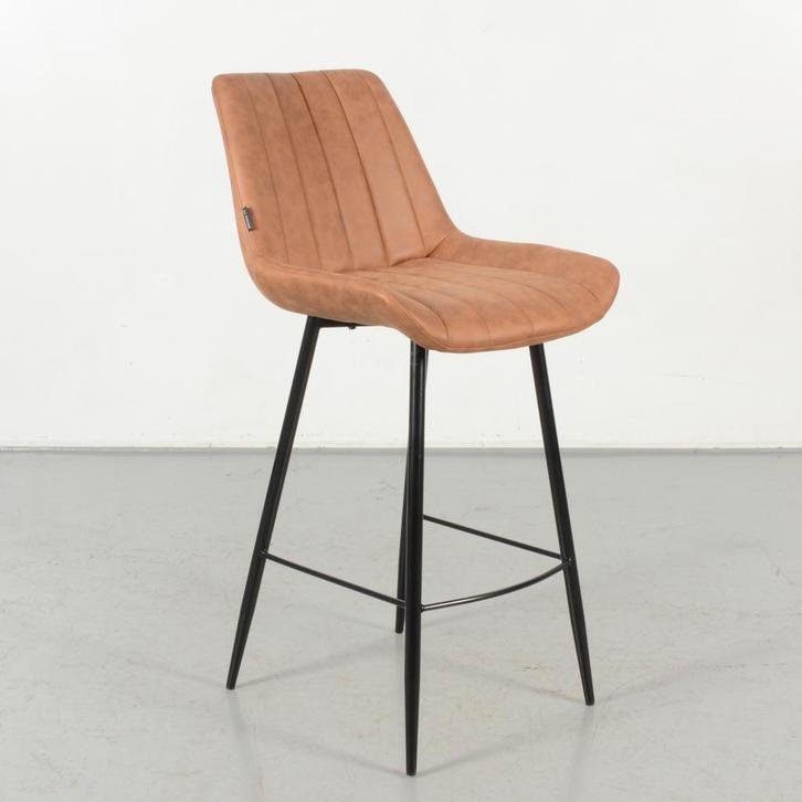 Barkruk Eskilstuna, cognac, 4-poot onderstel, Huis en Inrichting, Stoelen, Ophalen of Verzenden