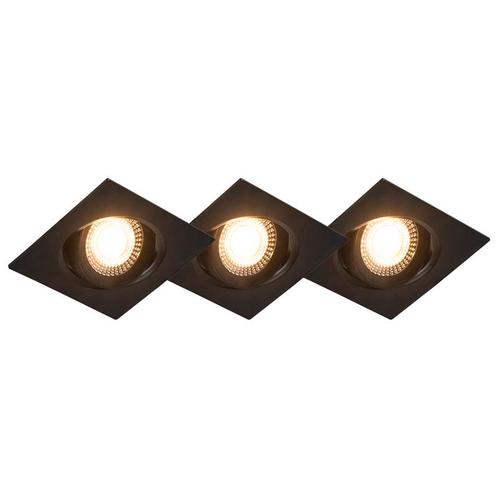 Set van 3 inbouwspots zwart incl. LED 3-staps dimbaar - Miu, Huis en Inrichting, Lampen | Spots, Nieuw, Kunststof