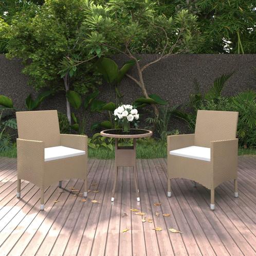 vidaXL 3-delige Tuinset poly rattan beige, Tuin en Terras, Tuinsets en Loungesets, Tuinset, Nieuw, Rotan, Verzenden