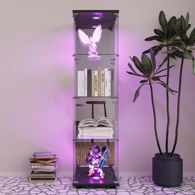 Glazen Vitrinekast met 4 Lagen – Transparante Kast, Huis en Inrichting, Kasten | Boekenkasten, Nieuw, Verzenden