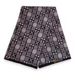 Afrikaanse wax print stof - Zwart en Wit Bogolan Grid - 100%, Hobby en Vrije tijd, Stoffen en Lappen, Ophalen of Verzenden, Nieuw