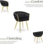 tectake® - Set van 2 Fluwelen eetkamerstoelen - Kuipstoel me, Verzenden, Zo goed als nieuw