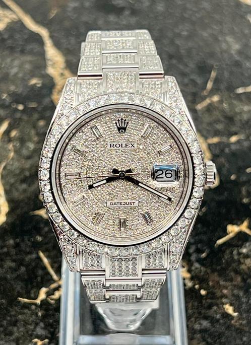 Rolex Datejust 41 - Baguette pave - New  126300 - Iced Out, Sieraden, Tassen en Uiterlijk, Horloges | Heren, Staal, Nieuw, Staal