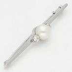 Broche - 14 karaat Witgoud - 0.26ct. tw. Diamant, Sieraden, Tassen en Uiterlijk, Antieke sieraden