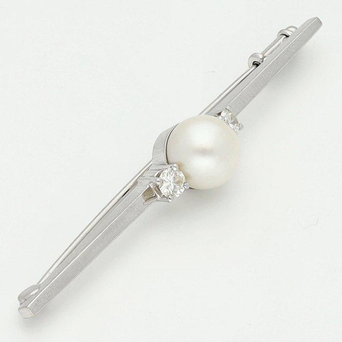 Broche - 14 karaat Witgoud - 0.26ct. tw. Diamant, Sieraden, Tassen en Uiterlijk, Antieke sieraden