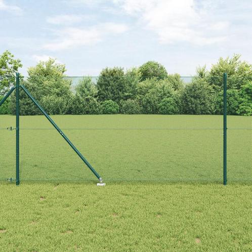 vidaXL Gelaste Draadhek met 13 Spijker Palen Groen 1.2x50 m, Tuin en Terras, Schuttingen, Nieuw, IJzer, Verzenden