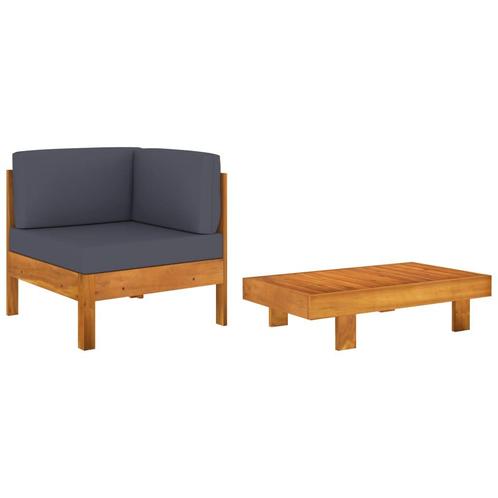 vidaXL 2-delige Loungeset met donkergrijze kussens, Tuin en Terras, Tuinsets en Loungesets, Loungeset, Nieuw, Hardhout, Verzenden