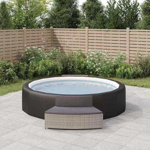 vidaXL Spa-bankjes met kussens 2 st poly rattan grijs, Tuin en Terras, Zwembad-toebehoren, Nieuw, Verzenden