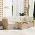 vidaXL 7-delige Loungeset met kussens poly rattan beige, Verzenden, Nieuw, Loungeset