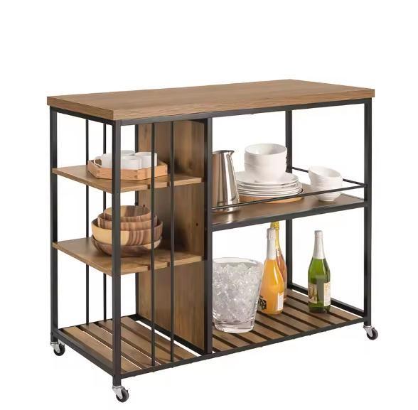 Serveerwagen 5 Planken Industrieel – Metaal en MDF 110×92×45, Huis en Inrichting, Tafels | Eettafels, Nieuw, Verzenden