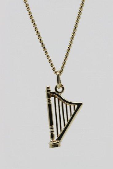 Gouden Harp ketting hanger, Sieraden, Tassen en Uiterlijk, Kettinghangers, Verzenden
