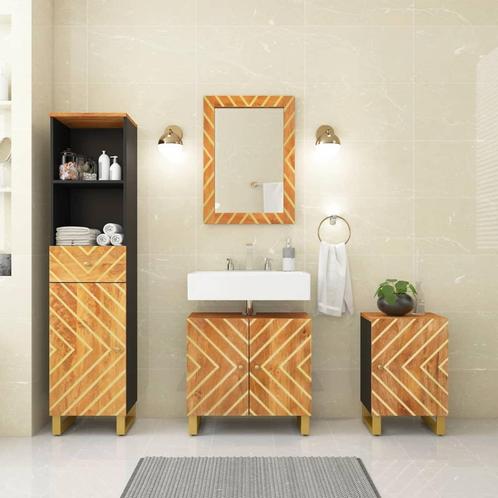 vidaXL 4-delige Badkamermeubelset massief mangohout bruin en, Huis en Inrichting, Badkamer | Badkamermeubels, Nieuw, Verzenden
