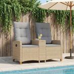 vidaXL Ligbank met tafel Beige en Licht Grijs 126 x 65 x 112, Verzenden, Nieuw, Rotan