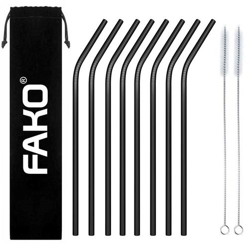Fako Bijoux® - RVS Rietjes - 8 Stuks - Gebogen - 21 cm - 2, Huis en Inrichting, Keuken | Bestek, Verzenden
