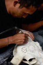 Geen veilingprijs - Witte gesneden koeienschedel - Ster