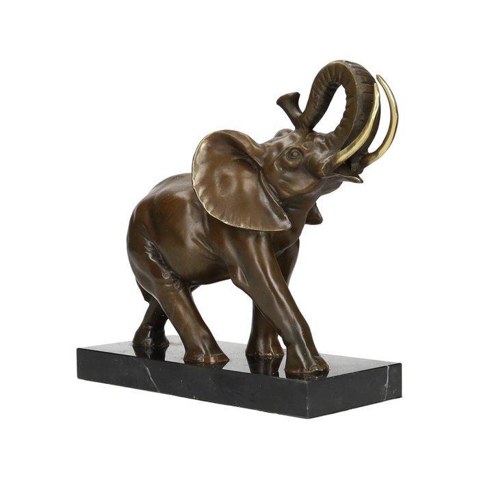 Beeldje - Olifant - Brons, Marmer, Antiek en Kunst, Curiosa en Brocante