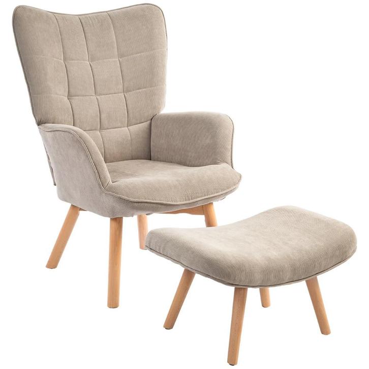 TRUUSK Oorfauteuil Met Voetenbank - Relaxfauteuil Corduroy L, Huis en Inrichting, Woonaccessoires | Kussens, Nieuw, Verzenden