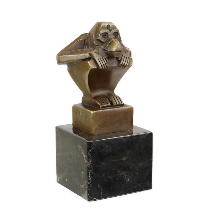 A BRONZE SCULPTURE OF A SQUATTING MONKEY (Interieur), Antiek en Kunst, Kunst | Beelden en Houtsnijwerken, Verzenden