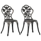 vidaXL Bistrostoelen 2 st gietaluminium bronskleurig, Tuin en Terras, Tuinstoelen, Verzenden, Nieuw, Metaal