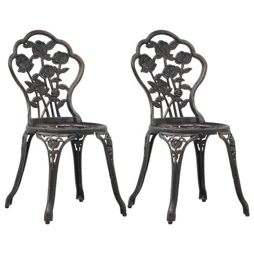 vidaXL Bistrostoelen 2 st gietaluminium bronskleurig, Tuin en Terras, Tuinstoelen, Nieuw, Metaal, Verzenden