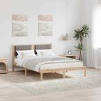 vidaXL Bedframe met Gevoerd Hoofdgedeelte Taupe 140 x 190 cm, Verzenden, Nieuw, Bruin, Hout