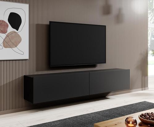 Meubella | TV-Meubel mat zwart 180 cm zwevend, Huis en Inrichting, Kasten | Televisiemeubels, 25 tot 50 cm, Nieuw, Overige materialen