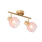 Art Deco spot goud met roze glas 2-lichts - Vidro, Huis en Inrichting, Nieuw, Overige materialen, Art Deco