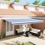 vidaXL Handmatige Inklapbare Luifel Blauw en Wit 500x300 cm, Tuin en Terras, Zonneschermen, Verzenden, Nieuw