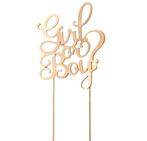 Houten genderreveal taart topper Girl or Boy, Hobby en Vrije tijd, Taarten en Cupcakes maken, Verzenden, Nieuw, Taarten of Cupcakes