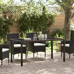 vidaXL Tuin Tafel Zwart 160 x 80 x 73 cm Met Gelaagd Glas, Verzenden, Nieuw, Metaal