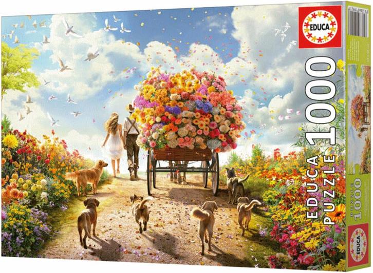 Bloemenwagen Puzzel (1000 stukjes) | Educa - Puzzels, Hobby en Vrije tijd, Denksport en Puzzels, Nieuw, Verzenden