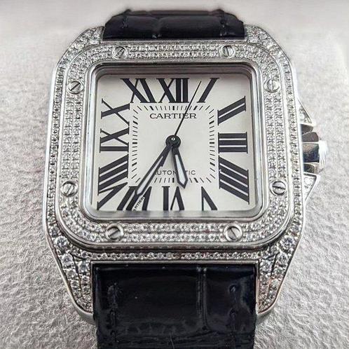 Cartier - Santos 100 Diamonds - 2878 - Unisex - 2010-2020, Sieraden, Tassen en Uiterlijk, Horloges | Heren