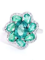 Ring Platina Smaragd - Diamant, Nieuw