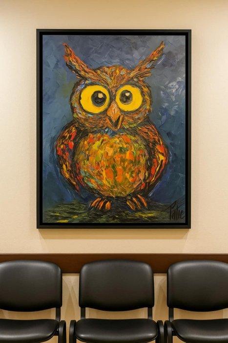 Laurent Pate (1970) - Le regard de la Chouette, Antiek en Kunst, Kunst | Schilderijen | Modern