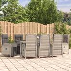 vidaXL 9-delige Tuinset met kussens poly rattan grijs, Verzenden, Nieuw, Rotan, Tuinset