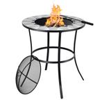 Outdoor Vuurkorf Ronde Vuurtafel met Gaas Deksel 65 x 65 x 7