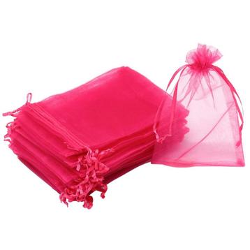Fako Bijoux® - Organza Zakjes - 10x15cm - Fuchsia - 50 Stuks beschikbaar voor biedingen