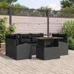 vidaXL Tuin Sofa Set met kussen 7 pcs Zwart 100 x 55 x 73 cm, Verzenden, Nieuw, Rotan