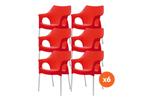Set van 6 - Scab Ola stapelbare kunststof tuinstoel - rood, Tuin en Terras, Verzenden, Nieuw, Overige materialen